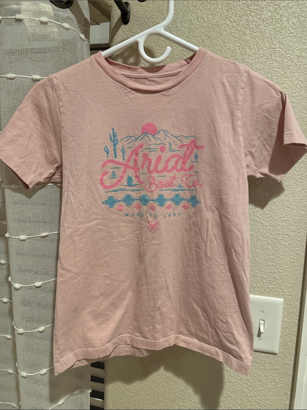 Ariat Pink Short-Sleeve Graphic Tee with Blue Accent
